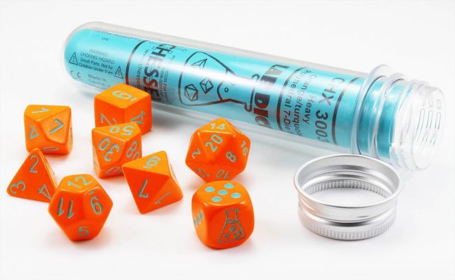 CHESSEX LAB DICE - HEAVY ORANGE/TURQUOISE